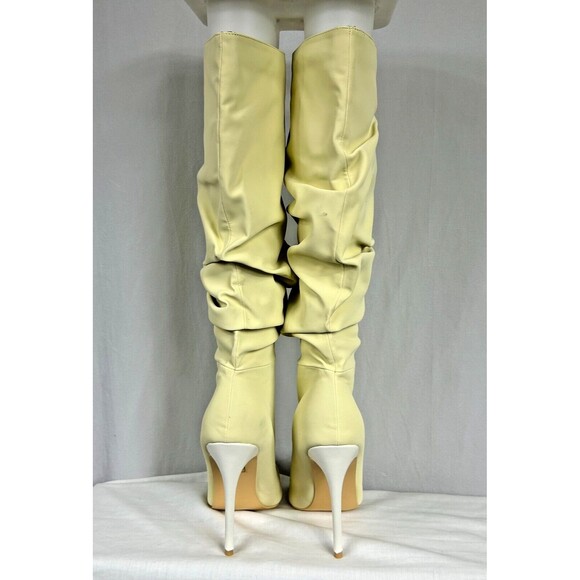 NEW IN BOX Mackin J 181-17 Beige Cap Toe Stiletto High Heel Slouch Boot Sz 7.5 - Picture 4 of 12